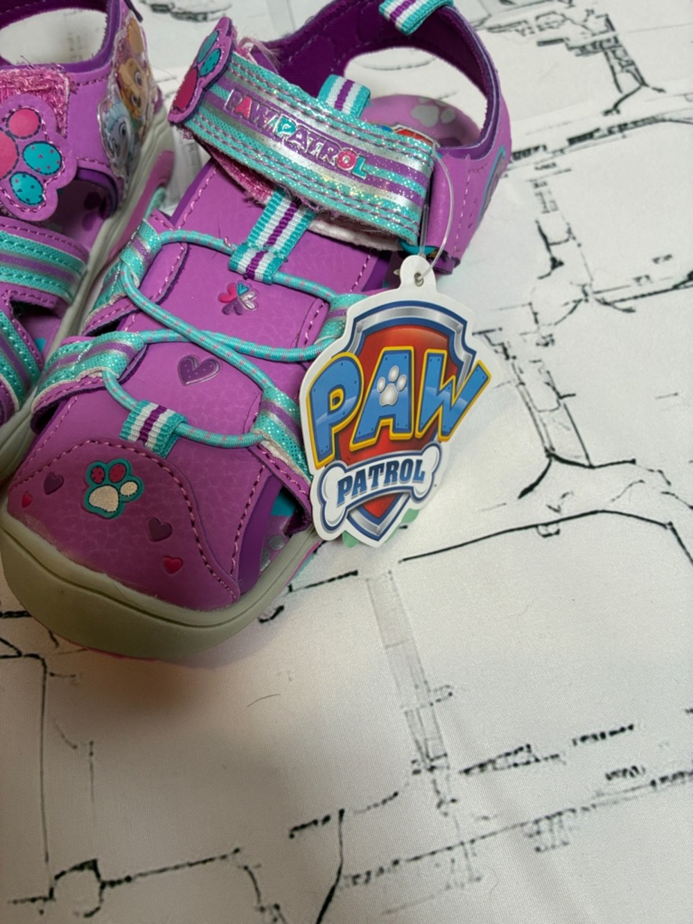 Paw Patrol Girls Purple and Teal Sandal-Sneakers size 10 - Picture 5 of 5